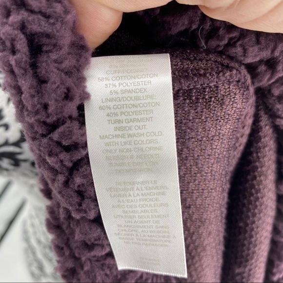 Z By Zella Sheila Fleece Hooded Pullover plum black. Sherpa.  Super soft. - Picture 13 of 14